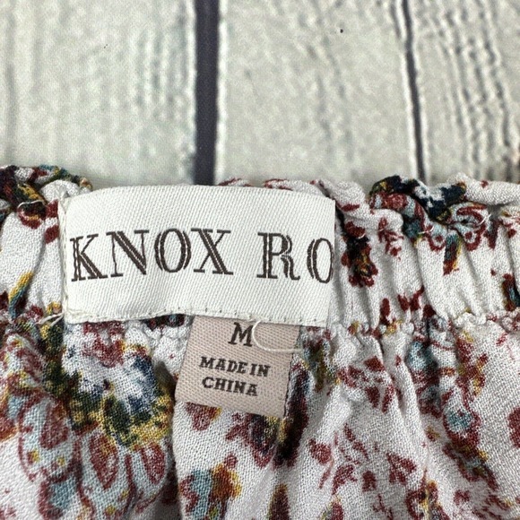 Knox Rose Womens Sz Med Bohemian Off The‎ Shoulder Tassel Tie Waist Floral Dress - Picture 8 of 10